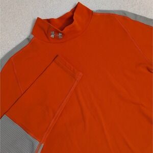 Under Armour Cold Gear T-Shirt Mens XL Nylon Long Sleeve Compression Orange